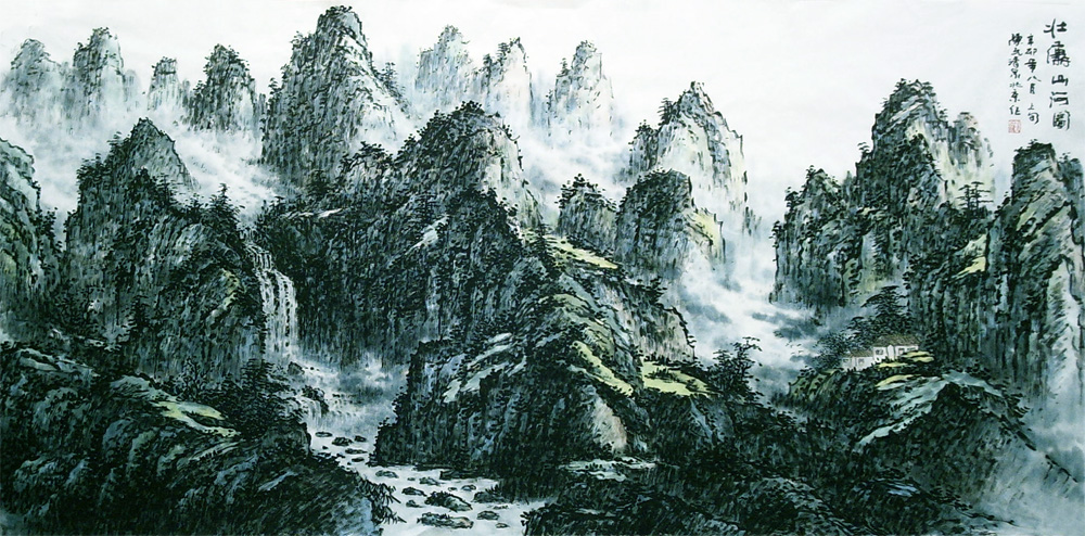 陈清泉    :六尺国画《壮丽山河图》180cm×86cm